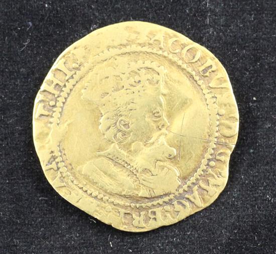 A James I gold crown, second coinage, 2.2 grams.